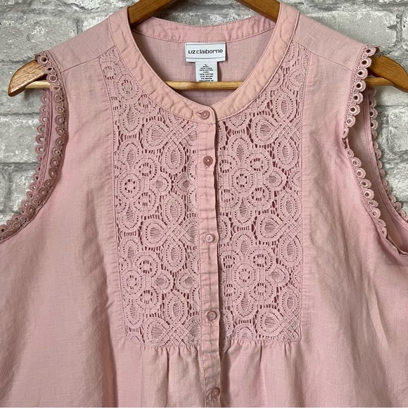 Bundle of 2 Liz Claiborne Women's Large Linen Blend Sleeveless Button Up Blouses - Picture 3 of 13